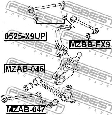 Тяга задняя поперечная с шаровой FEBEST 0525X9UP
