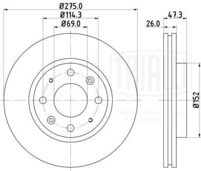 Диск тормозной передний TRIALLI DF073309