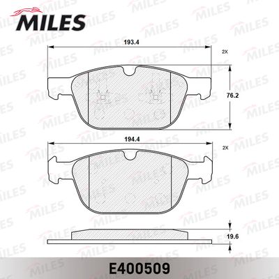Колодки тормозные передние Miles E400509