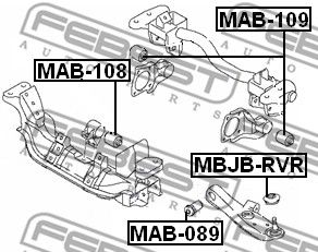 Сайлентблок подушки дифференциала FEBEST MAB108