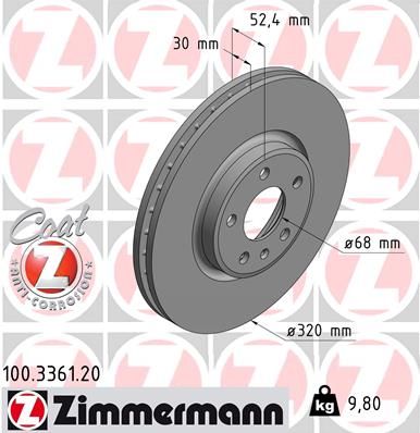 Диск тормозной ZIMMERMANN 100336120