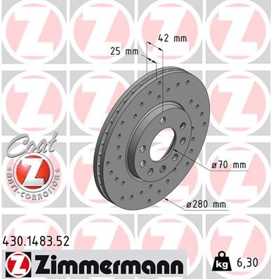 Диск тормозной спортивный ZIMMERMANN 430148352