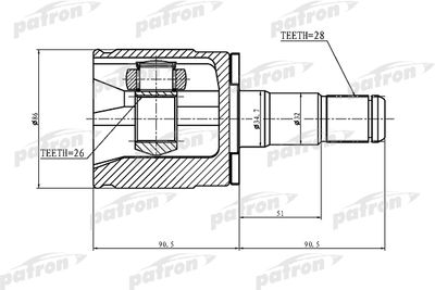ШРУС внутренний левый PATRON PCV1402