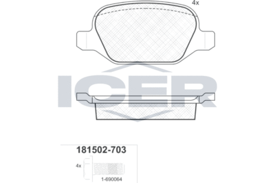 Колодки тормозные дисковые ICER 181502703