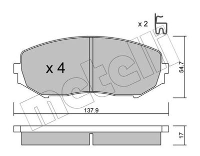 Комплект колодок для дискового тормоза METELLI 2207660