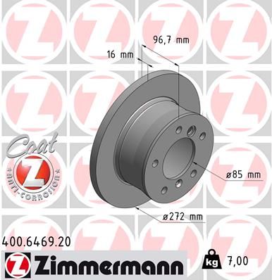 Диск тормозной задний ZIMMERMANN 400646920