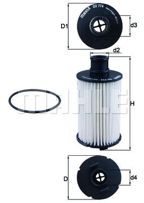 Фильтр масляный MAHLE OX774D