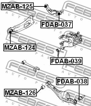 Сайлентблок заднего рычага FEBEST FDAB038