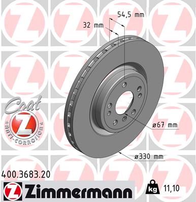 Диск тормозной передний ZIMMERMANN 400368320