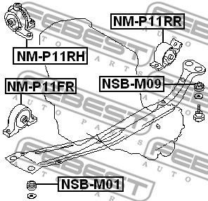 Подушка двигателя задняя FEBEST NMP11RR