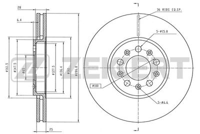 Диск тормозной передний Zekkert BS5030