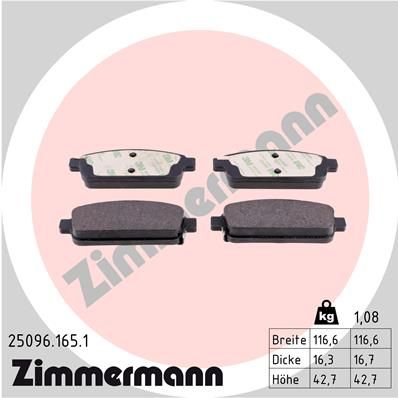 Колодки тормозные задние ZIMMERMANN 250961651