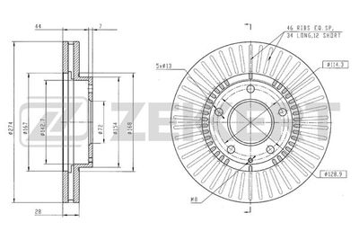 Диск тормозной передний Zekkert BS5218