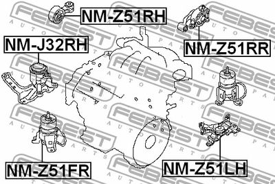 Подушка двигателя передняя гидравлическая FEBEST NMZ51FR