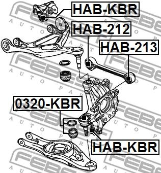 Сайлентблок задней поперечной тяги FEBEST HAB212