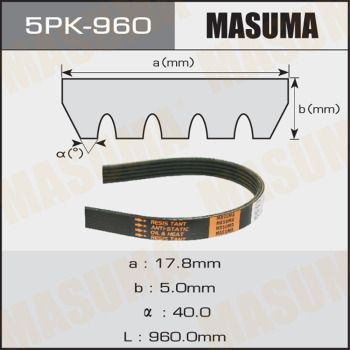 Ремень поликлиновой Masuma 5PK960