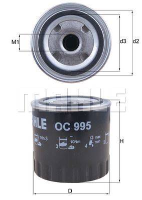 Фильтр масляный MAHLE OC995