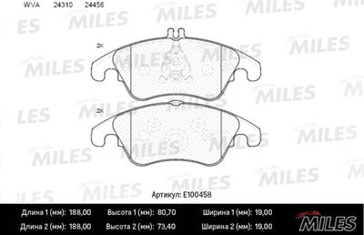 Колодки тормозные передние спорт Miles E100458