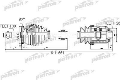 Полуось передний мост справа PATRON PDS0501