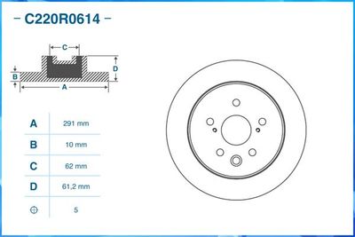 Диск тормозной задний CWORKS C220R0614