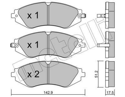 Комплект колодок для дискового тормоза METELLI 2202940