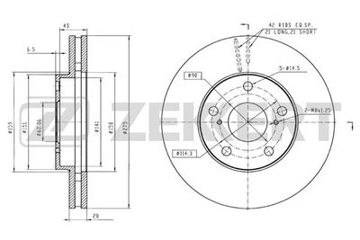 Диск тормозной передний Zekkert BS5142