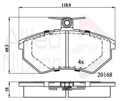 Колодки тормозные передние ALLIED NIPPON ADB0511