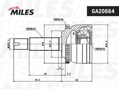 ШРУС наружный Miles GA20664
