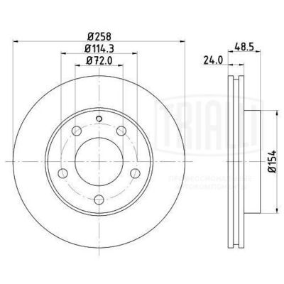 Диск тормозной передний TRIALLI DF250108