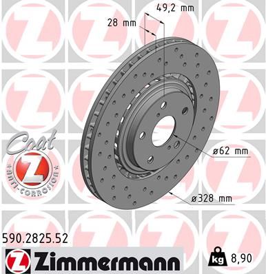 Диск тормозной спортивный ZIMMERMANN 590282552