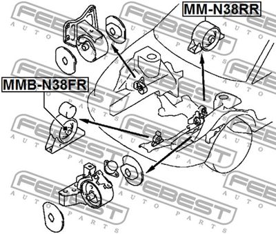Сайлентблок передней подушки двигателя FEBEST MMBN38FR