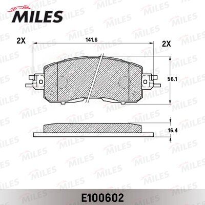 Колодки тормозные передние Miles E100602