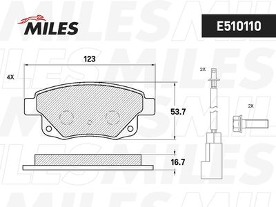 Колодки тормозные задние с датчиком Miles E510110
