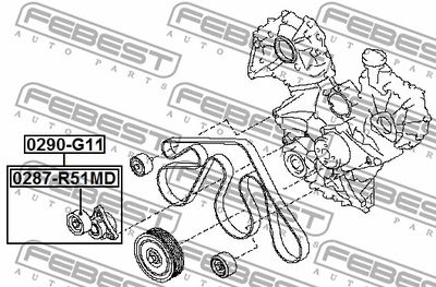 Ролик натяжной комплект FEBEST 0287R51MD
