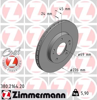 Диск тормозной ZIMMERMANN 380216420