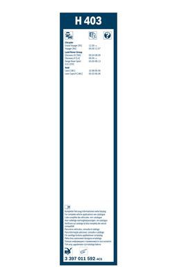 Щетка стеклоочистителя задняя BOSCH 3397011592