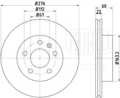 Диск тормозной передний TRIALLI DF155108
