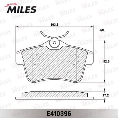 Колодки тормозные задние Miles E410396