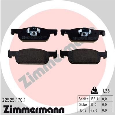 Колодки тормозные дисковые передние ZIMMERMANN 225251701