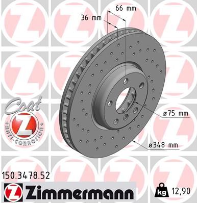 Диск тормозной передний левый ZIMMERMANN 150347852