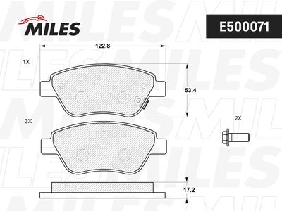 Колодки тормозные передние Miles E500071