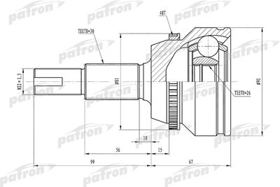 ШРУС внешний с кольцом АБС PATRON PCV1433