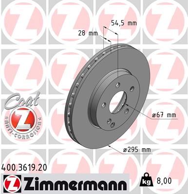 Диск тормозной ZIMMERMANN 400361920