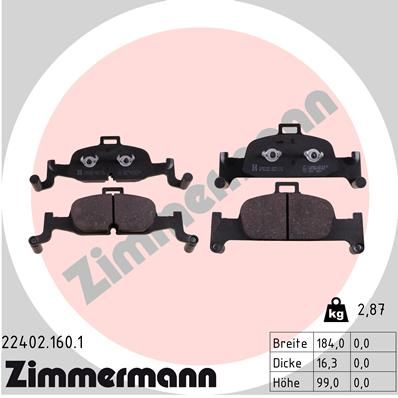 Колодки тормозные дисковые передние ZIMMERMANN 224021601