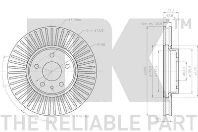 Диск тормозной передний NK 202599
