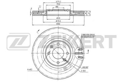 Диск тормозной передний Zekkert BS5812
