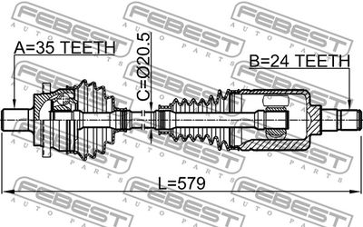 Привод передний правый FEBEST 1614211RH