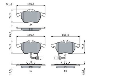 Комплект колодок для дискового тормоза BOSCH 0986424482