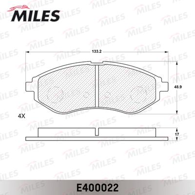 Колодки тормозные передние Miles E400022