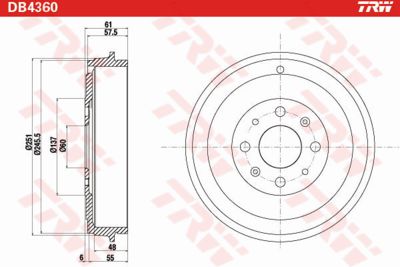 Барабан тормозной TRW DB4360